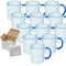 12 Pcs 11OZ Light Blue Rim & Handle Sublimation Mugs With Foam Support Boxes